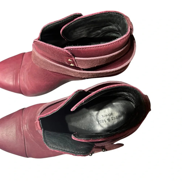 Rag & Bone Harrow Burgundy Leather Stud Harness Block‎ Heel Size 38 Taylor Swift - Picture 7 of 13